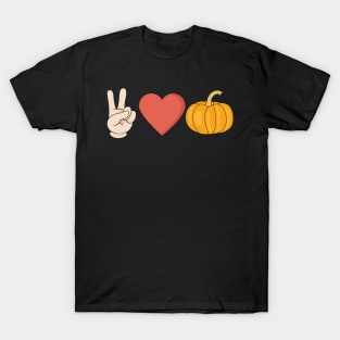 Peace Love Pumpkin Autumn Fall Design T-Shirt